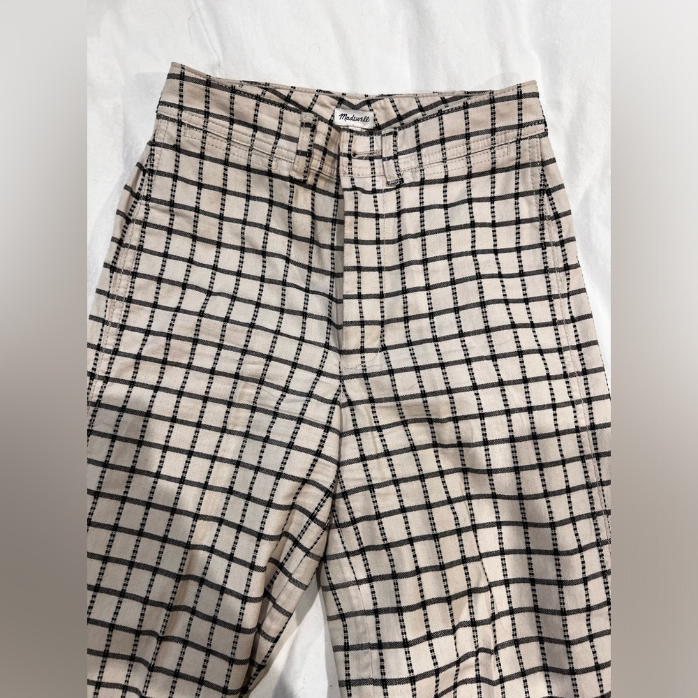 Madewell High Waist Black and White Cropped Emma Pants